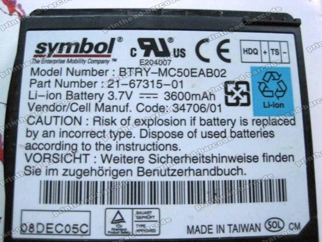 Symbol MC50 Battery 3600mAh 21-67315-01 BTRY-MC50EAB02 Genuine